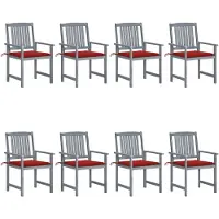 vidaXL Tuinstoelen 8 st met kussens massief acaciahout grijs