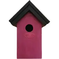 Lifetime Garden Houten vogelhuisje/nestkastje 22 cm - zwart/roze DHZ schilderen pakket - Vogelhuisjes