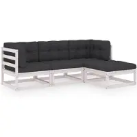 vidaXL 4-delige loungeset voor de tuin met kussens, gemaakt van massief grenenhout