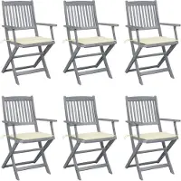 vidaXL Tuinstoelen 6 st inklapbaar met kussens massief acaciahout