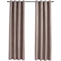 vidaXL Gordijn verduisterend met metalen ringen 2 st 140x225 cm taupe