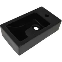 vidaXL Wastafel met kraangat rechthoekig 46x25,5x12 cm keramiek zwart
