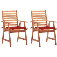 vidaXL Tuinstoelen 2 st met kussens massief acaciahout