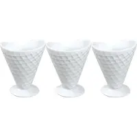 C&T Set Van 3x Stuks Ijs/sorbet Coupes Op Voet Wit Porselein 9 X 11 Cm - Ijscoupes