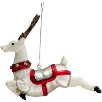 Clayre & Eef Zilvere Kerstbal rendier 13*5*12 cm 6GL3315