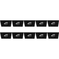 BES LED Spot Armatuur 10 Pack - Pragmi Borny Pro - GU10 Inbouwspot - Vierkant - Zwart - Aluminium - Kantelbaar - 92mm