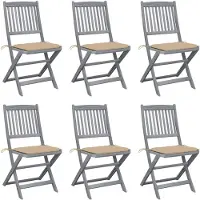 vidaXL Tuinstoelen 6 st inklapbaar met kussens massief acaciahout