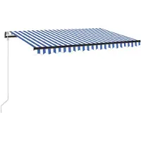 vidaXL Luifel automatisch met LED en windsensor 450x300 cm blauw wit