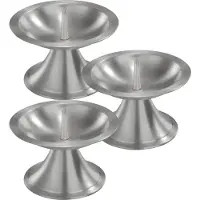 Blokker 3x Ronde Metalen Stompkaarsenhouder Zilver Voor Kaarsen 7-8 Cm Doorsnede - Kaarsenplateaus