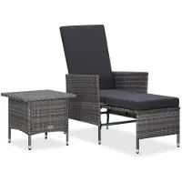 vidaXL 2-delige Loungeset met kussens poly rattan grijs