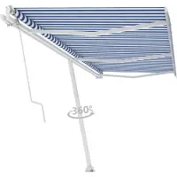 vidaXL Elektrische Zonneluifel 6 x 3 m Blauwe en Witte Streep