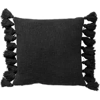 Dutch decor - RUBY - Kussenhoes 45x45 cm - 100% katoen - met flosjes - Raven - zwart