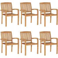 vidaXL Tuinstoelen 6 st stapelbaar massief teakhout