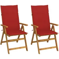 vidaXL Tuinstoelen 2 st verstelbaar met kussens massief acaciahout