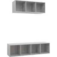 vidaXL 2-delige Tv-meubelset bewerkt hout betongrijs