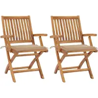 vidaXL Tuinstoelen 2 st met beige kussens massief teakhout
