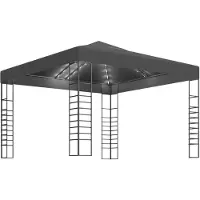 vidaXL Tuinpaviljoen met LED-lichtslinger 3x3 m antracietkleurig