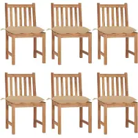 vidaXL Tuinstoelen 6 st met kussens massief teakhout