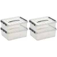 Sunware 4x Kunststof stapelbare opbergbak 12 liter 40 x 30 x 14 cm - Opbergbox