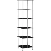 vidaXL Kastje 6-laags 40x40x160 cm gehard glas zwart
