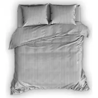 Satin d'or Dekbedovertrek Satijn Streep Silver Satijn-240 x 200 / 220 cm | Lits-Jumeaux
