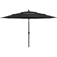 vidaXL Parasol 3-laags met aluminium paal 3,5 m zwart