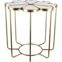 Clayre & Eef Bijzettafel Ø 62x61 cm Goudkleurig Metaal Glas Goudkleurig