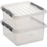 Sunware 2x Kunststof stapelbare opbergbak 18 liter 40 x 40 x 20 cm - Opbergbox