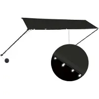 vidaXL Luifel uittrekbaar met LED 350x150 cm antraciet