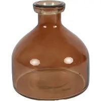 Countryfield Bloemenvaas Low Bottle - transparant bruin - glas - D18 x H20 cm - Buikfles - Vazen