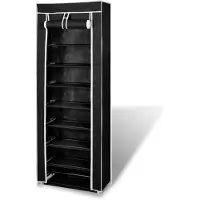 vidaXL Stoffen schoenenrek met hoes 162 x 57 x 29 cm zwart online kopen