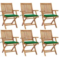 vidaXL Tuinstoelen 6 st inklapbaar met kussens massief teakhout