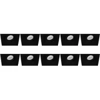 BES LED Spot Armatuur 10 Pack - Pragmi Nivas Pro - GU10 Inbouwspot - Vierkant - Zwart - Aluminium - Trimless - Kantelbaar -