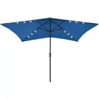 vidaXL Parasol met LED's en stalen paal 2x3 m azuurblauw