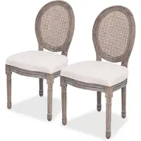 vidaXL Eetkamerstoelen linnen en rattan 2 st online kopen