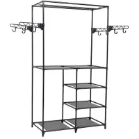 vidaXL Kledingrek 87x44x158 cm staal en ongeweven stof zwart