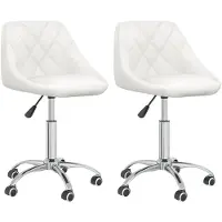 vidaXL Eetkamerstoelen draaibaar 2 st kunstleer wit