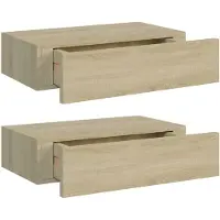vidaXL Wandschappen 2 st met lade 40x23,5x10 cm MDF eikenkleurig