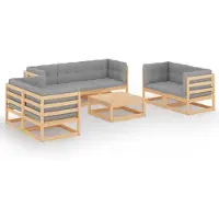 vidaXL 8-delige loungeset voor de tuin met kussens, gemaakt van massief grenenhout