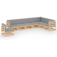 vidaXL 8-delige Loungeset met kussens massief grenenhout
