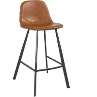 Livin24 Industriële barkruk Logan cognac leer eco-leer 70 cm