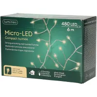Lumineo Micro LED, compact, knipperend effect, lengte 600 cm, 480 LED's, zilver/warm wit