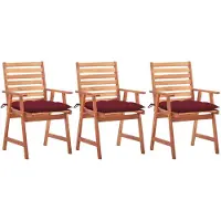 vidaXL Tuinstoelen 3 st met kussens massief acaciahout