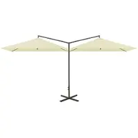 vidaXL Parasol dubbel met stalen paal 600x300 cm zandkleurig