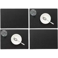 Wicotex Set van 6x stuks stevige luxe Tafel placemats Zafiro zwart 30 x 43 cm - Placemats