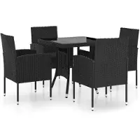 vidaXL 5-delige Tuinset poly rattan zwart