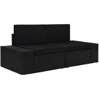 vidaXL Tweezitsbank sectioneel poly rattan zwart