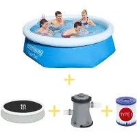 Bestway Zwembad - Fast Set - 244 x 66 cm - Inclusief zonnescherm, filterpomp en filter