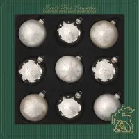 Merkloos Krebs Kerstballen - 9 stuks - zilver - glas - 8 cm - Kerstbal
