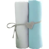 Blokker Babycalin 2 Vellen Babydeken Turkoois Wit 70 X 140 Cm - Jersey - 130gr / M²